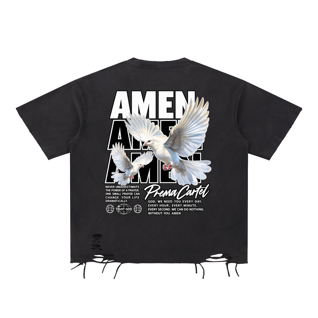 PREMA CARTEL Snow-Washed Raw-Hem Tee